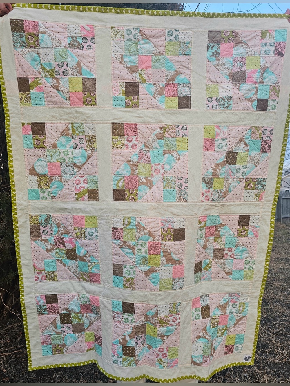 Handmade Patchwork Quilt: Tula Pink Hush-a-bye Fabric Vintage Heirloom Style